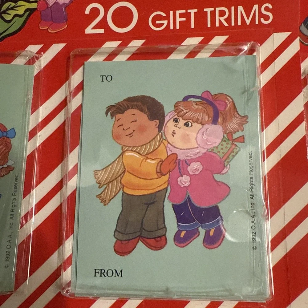Vintage Cabbage Patch Kids Christmas Gift Tags Lot 2 Sealed 1992 Eureka Holiday